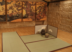 Tatami et outils pour cérémonie du thé